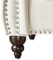 Living Room Chair, Modern Leather Chesterfield Sofa Chair, Mid Century Single Sofa Couch Chair with Tufted Back and Rolled Arms, Accent Sofa Chair for Living Room Apartment, White