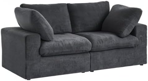 WJShome Love Seat Sofas,80.3" Down Filled Modular Sectional Sofas for Living Room,Cushion Covers Removable, Customizable Modular Sectional Couch for Apartment(Black)