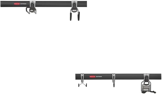Rubbermaid Fasttrack Garage Storage Utility Hooks 7 Piece Black All in One Rail Hook Kit and Tool Organizer Heavy Duty for Home/Garage/Shed/Garden