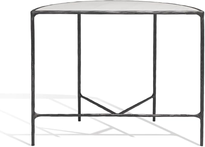 SAFAVIEH Couture Collection Jessa Black/White Forged Metal Half Moon Semi Circle Console Table (Fully Assembled)