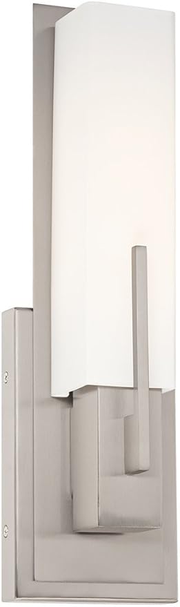 Possini Euro Design Midtown Modern Wall Light Sconce Satin Nickel Hardwired 4 1/2" Wide Fixture White Glass Rectangular Shade for Bedroom Bathroom Bedside Living Room Home Hallway Dining Kitchen