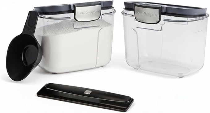 Progressive International ProKeeper+ Clear Plastic Airtight Food Baker's Kitchen Storage Organization Container Canister Set with Magnetic Accessories, 2- Piece Set (Specialty Flour 1.5-Quart)