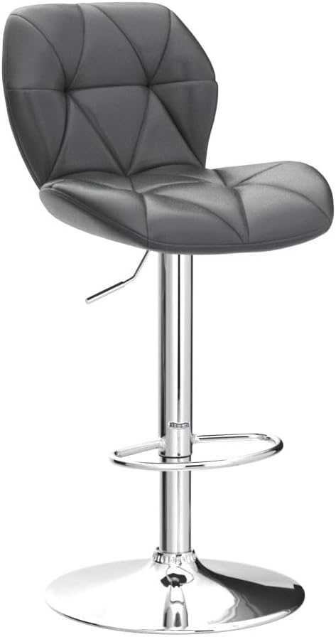 Yaheetech Bar Stools Set of 4, Adjustable PU Leather Swivel Barstools, Modern Counter Stools with Back and Footrest, Counter Height Barstools for Bar, Kitchen, Dining Room, Grey
