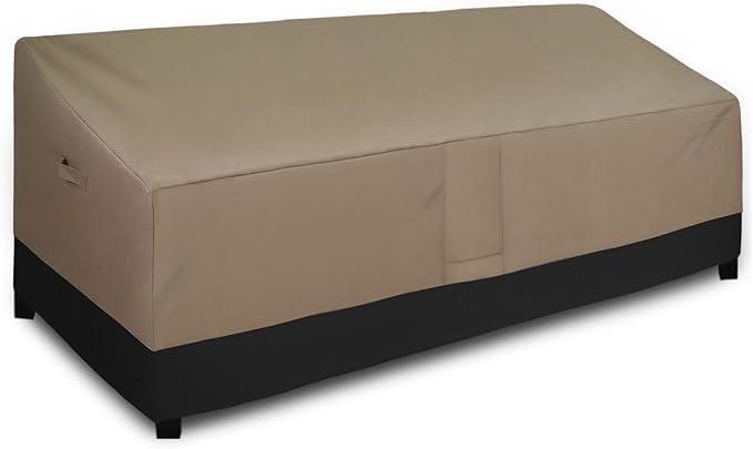Easy-Going Waterproof Outdoor Couch Cover, Heavy Duty 4-Seater Patio Sofa Cover, Winchdproof Outdoor Furniture Cover with Air Vent (104Wx32.5Dx33H inch,Camel/Dark Brown