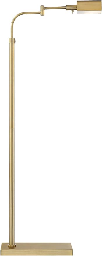 Possini Euro Design Design Keegan Traditional Farmhouse Swing Arm Pharmacy Floor Lamp 54 1/4" Tall Warm Gold Adjustable Metal Shade Decor for Living Room Reading House Bedroom Home Office House