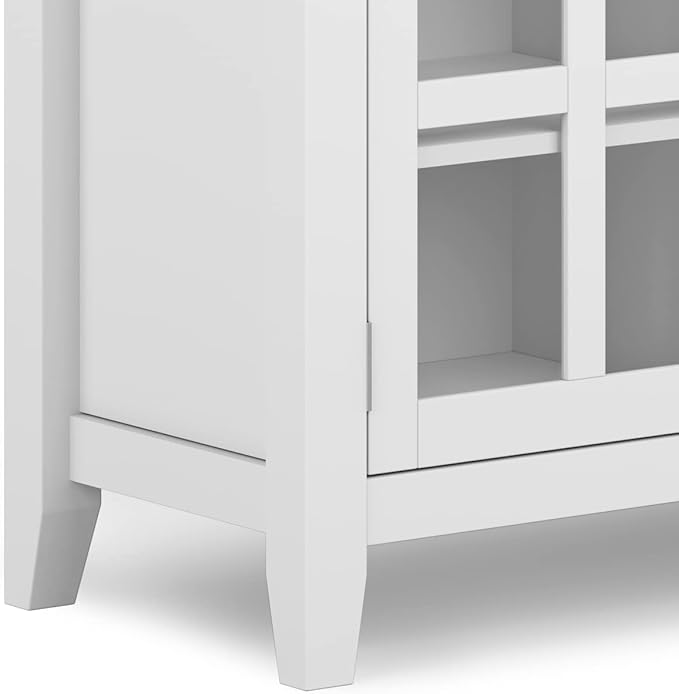 SIMPLIHOME Artisan Buffet - 54 inch Wide Solid Wood 3-Door Sideboard Buffet in White, Contemporary Storage Cabinet for Dining Room or Kitchen with Adjustable Shelves and Bronze Hardware
