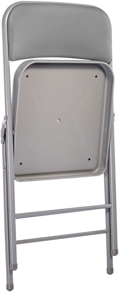 Amazing for less Pack of 2 (Fabric/Vinyl) Steel Frame Metal Foam Padded Folding Chairs (Black, Gray, White) (2-Pack - Vinyl Gray)