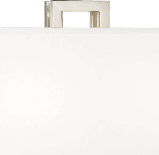 Possini Euro Design Gossard 30" Tall Rectangle Large Modern End Table Lamps Set of 2 Pull Chain Silver Brushed Nickel Finish Metal White Shade Living Room Bedroom Bedside Nightstand House Office