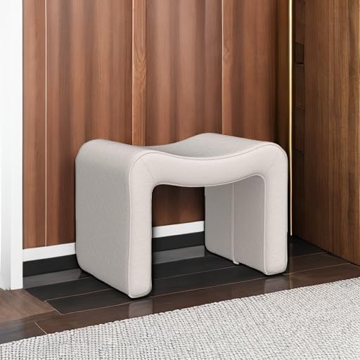 VANOMi Large Footstool Ottoman, Multi-Functional Modern Foot Stool, Sofa Footrest Extra Seating for Living Room, Entryway, Hallways and Bedrooms, Large, White