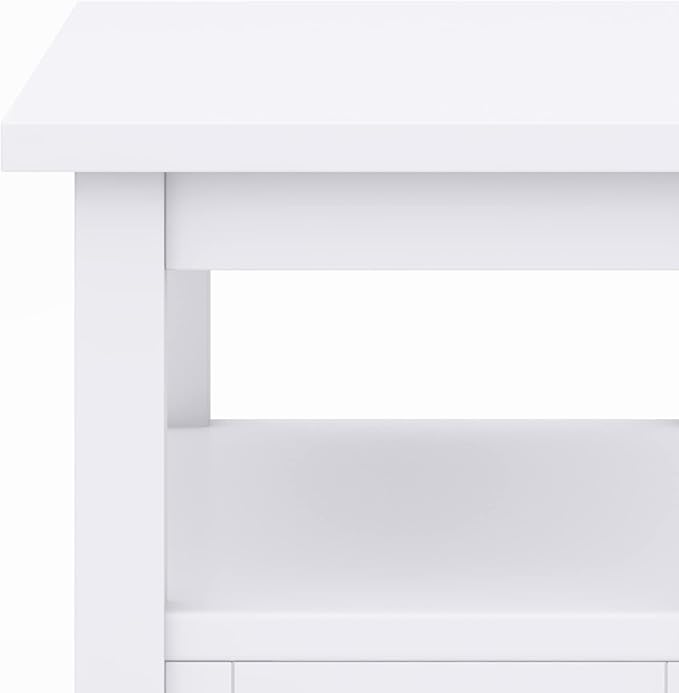 SIMPLIHOME Warm Shaker SOLID WOOD 14 inch Wide Rectangle Transitional Narrow Side Table in White for the Living Room and Bedroom