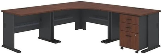 BOWERY HILL 84" Corner L-Shaped Desk in Hansen Cherry