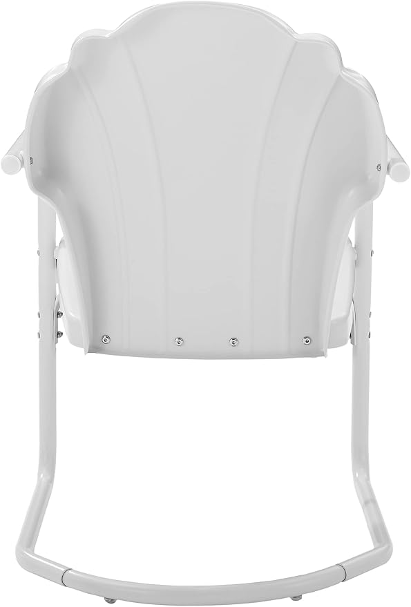 Crosley Furniture Tulip 2-Piece Outdoor Chair Set, Retro Metal Patio Chairs for Dining, Porch, Deck, Balcony, White Satin