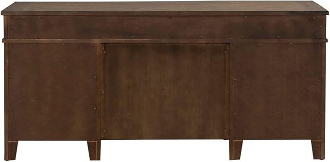 Liberty Furniture Carolina Park Jr Executive Credenza with Keyboard Tray, Locking File Storage for Home Office- Amber Brown Oak Wood