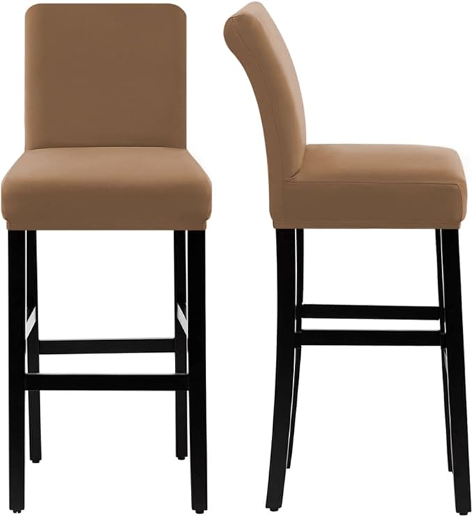 H.VERSAILTEX 100% Waterproof Bar Stool Cover Stretch Counter Stool Pub Chair Slipcover for Dining Room Removable Soft Thick Solid Fleece Fabric Bar Stool Slipcovers Set of 2, Sand