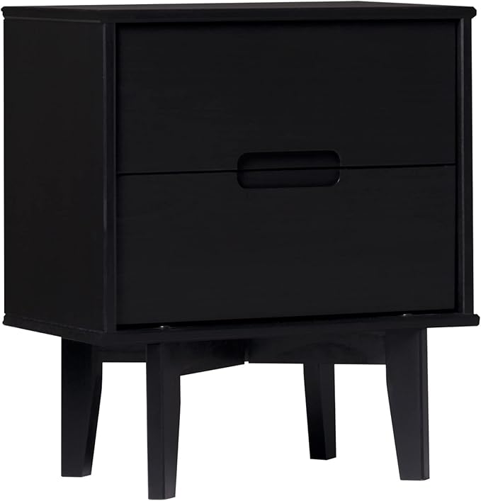Brynn Modern Solid Wood 2-Drawer Nightstand 24 Inch Black