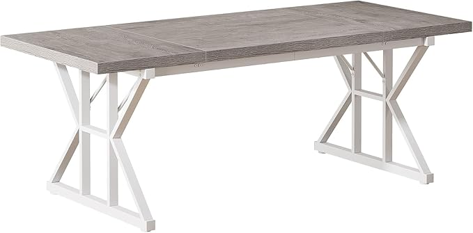 Tribesigns 70.86-Inch Large Executive Desk, Industrial Home Office Computer Desk, Simple Long Writing Study Table Business Furniture (Grey/White)