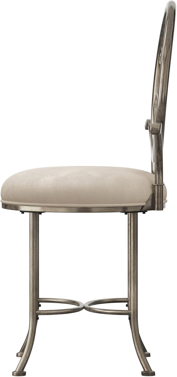 Hillsdale O'Malley Metal Vanity Stool with Spiral Pattern Design, Antique Brass