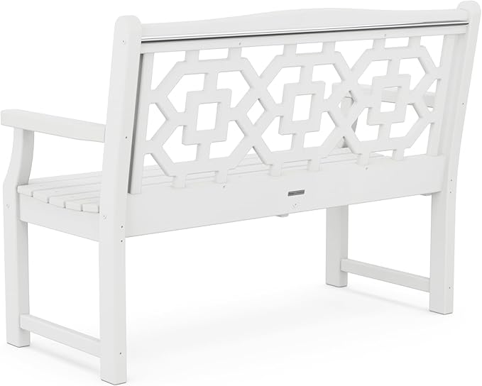 Martha Stewart by POLYWOOD® Chinoiserie 48” Garden Bench in White