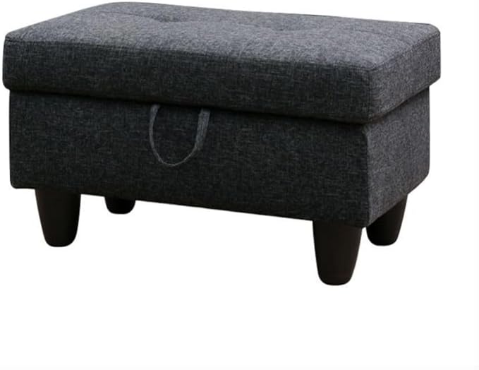 Ottoman Storage Ottoman Bench Linen Footrest Footstool with Hinged Lid for Living Room, Bedroom, Entryway, Black Grey, 28.5"X19"X17.5"