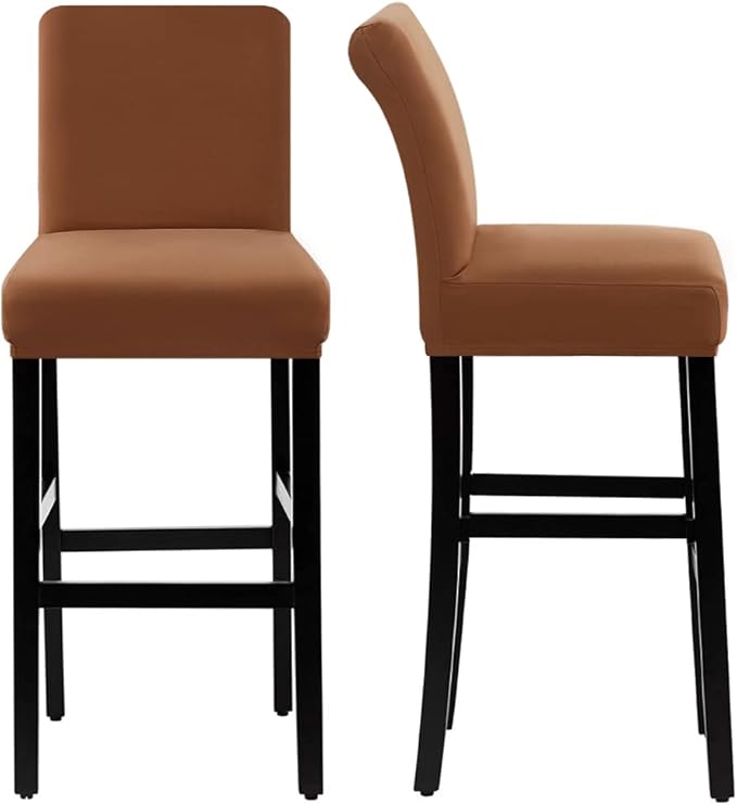 H.VERSAILTEX 100% Waterproof Bar Stool Cover Stretch Counter Stool Pub Chair Slipcover for Dining Room Removable Soft Thick Solid Fleece Fabric Bar Stool Slipcovers Set of 2, Camel