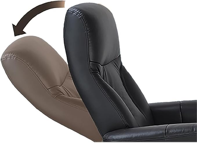 Pemberly Row Contemporary Black Leather Swivel Recliner with Matching Ottoman