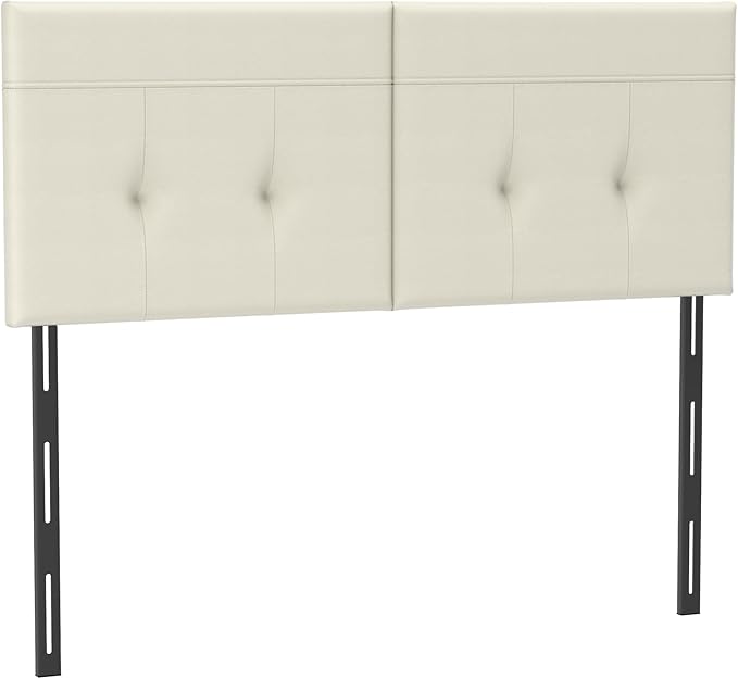 Upholstered King Size Headboard, Headboard King with Sturdy Metal Legs, Tufted Upholstery Design Bed Headboards with Adjustable Width & Height (Ivory)