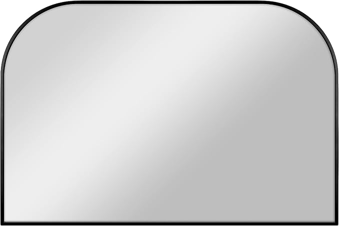 MCS Master & Co. Modern Metal Large Wall Mirror, Minimalist Home Decor Mantle Arch Mirror for Living Room, Bedroom, or Bathroom, 24 by 36 Inch, Black