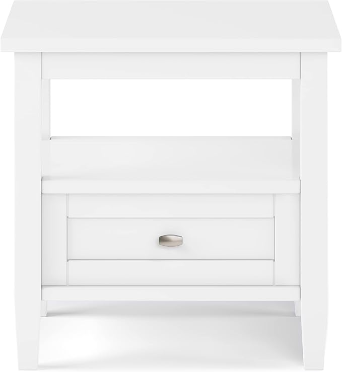 SIMPLIHOME Warm Shaker SOLID WOOD 20 inch Wide Rectangle Transitional End Table in White for the Living Room and Bedroom