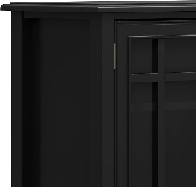 SIMPLIHOME Connaught SOLID WOOD 46 inch Wide Traditional Tall Storage Cabinet in Black for the Living Room, Entryway and Family Room