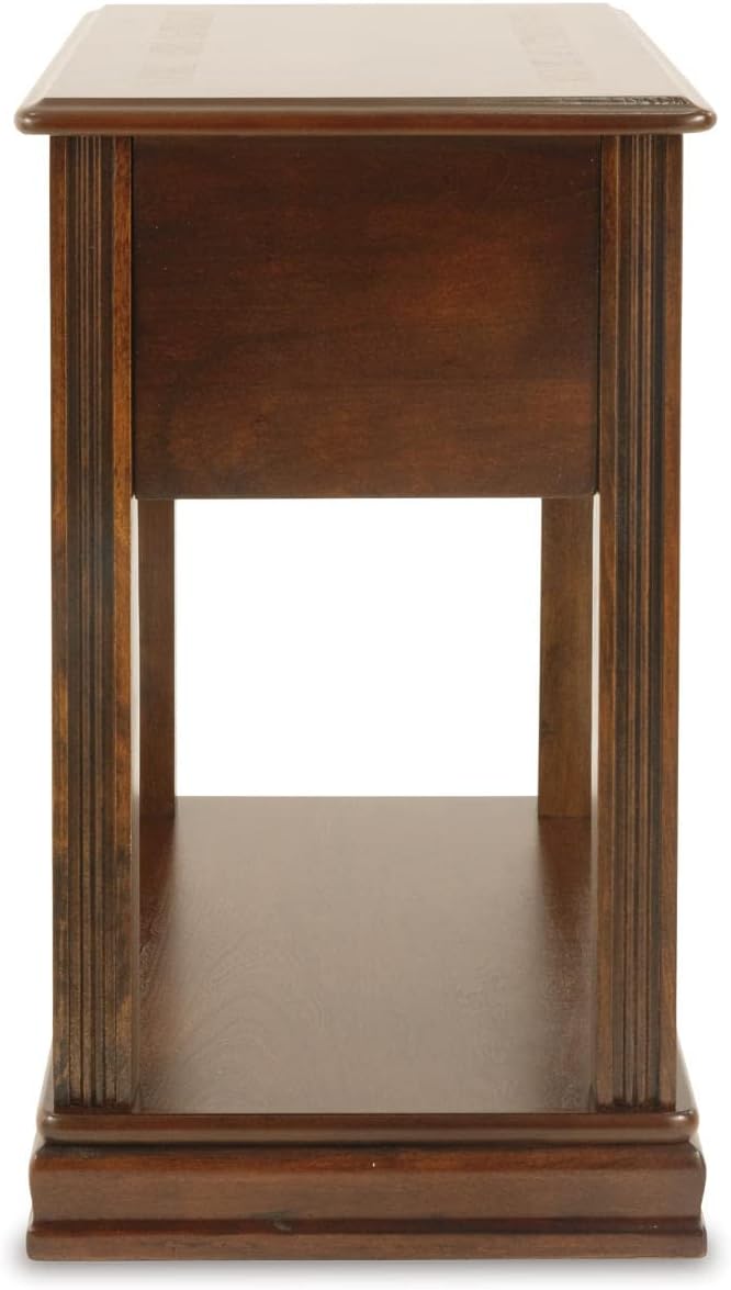 Signature Design by Ashley Breegin Chair Side End Table, 1 Drawer, 1 Fixed Shelf, Veneers, Wood, , 13.13" W x 22.13" D x 23" H, Brown