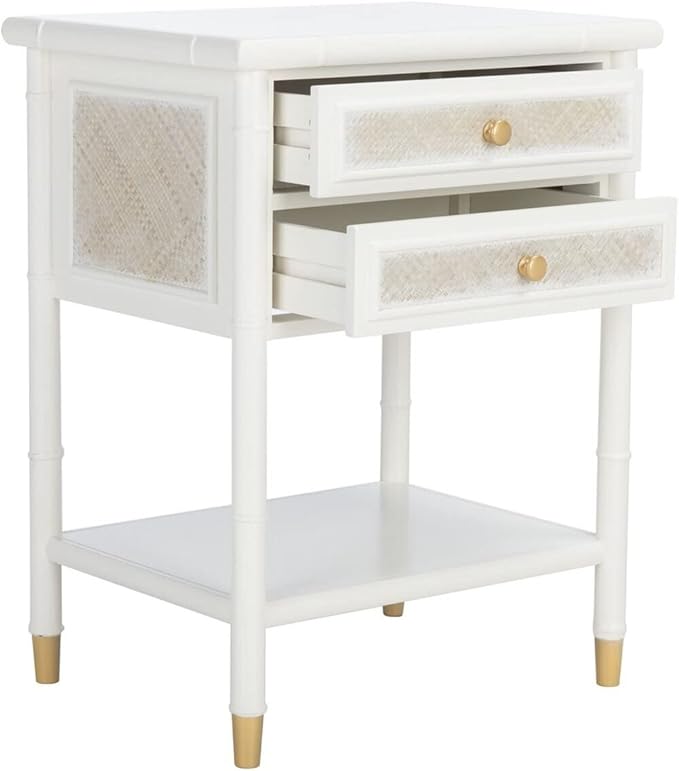 Safavieh Home Collection Ahab White/Gold 2-Drawer 1-Shelf Accent Table (Fully Assembled) ACC6606B