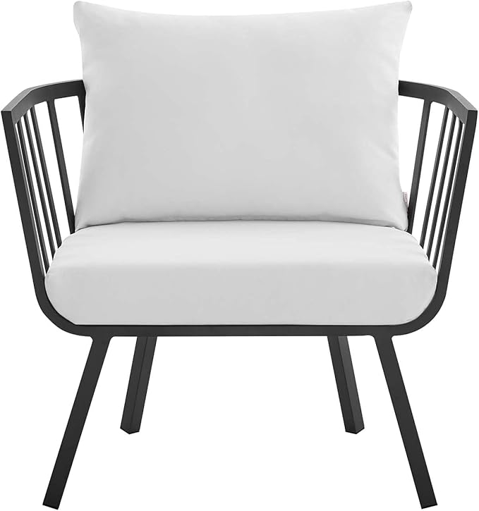Modway Riverside Outdoor Furniture, Two Armchairs, Gray White