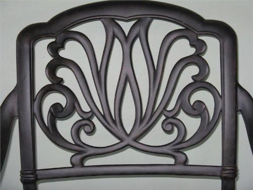Elizabeth Outdoor Patio 5pc Set Bar Table 42" Dark Bronze Cast Aluminum, Premium Sun-Sesame Cushions