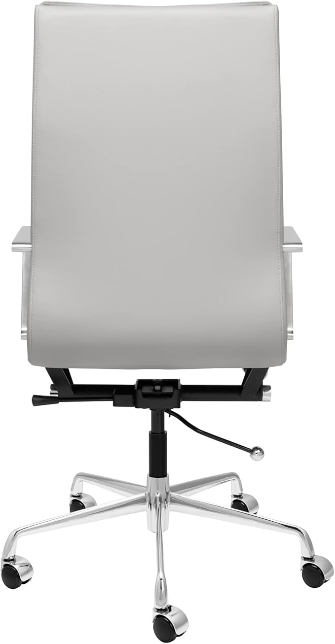 Laura Davidson Furniture Lexi II Padded Office Chair - Tall Back Desk Chair with Arm Rest, Swivel & Cushion Availability, Made of Faux Leather, Grey, Computer Chair