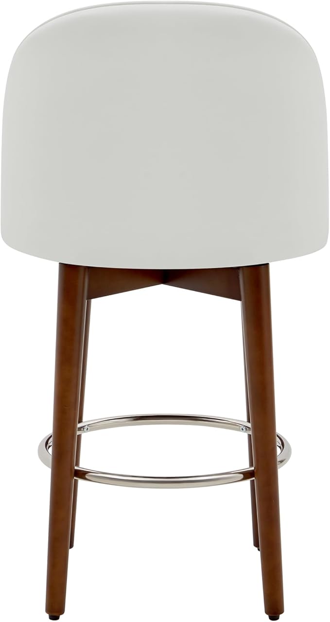 CHITA Counter Height Bar Stools Set of 2,Swivel Barstools for Kitchen Island,26.4" H Seat Height,Faux Leather,White