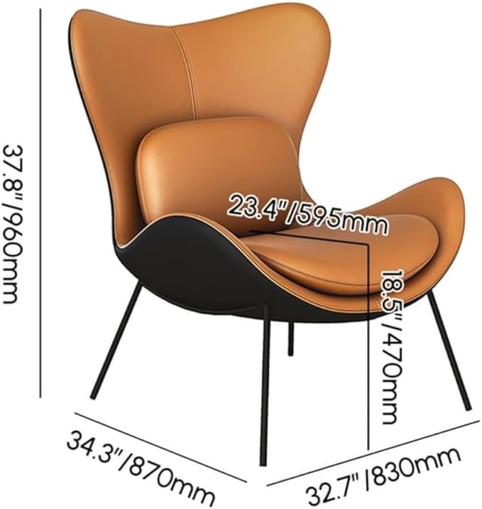 homary PU Leather Modern Wingback Accent Chair for Living Room Patio High-Density Foam Durable Metal Legs