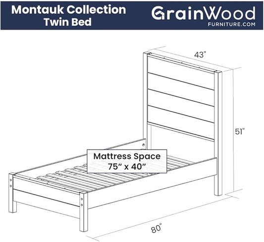Grain Wood Furniture Montauk Solid Wood Bed, Twin Size, Driftwood
