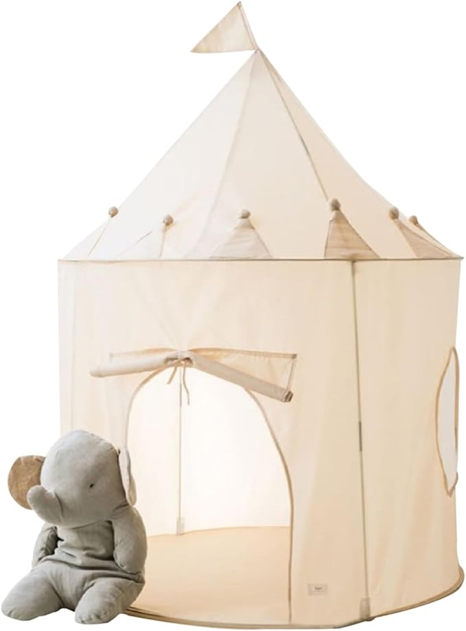 3 Sprouts Kids Play Tent - Sustainable Recycled Fabric β Fun Spacious Childs Playhouse for Indoor Games for Boys & Girls - Durable Fort Pop Up House for Toddlers & Children Age 3-10 - Beige