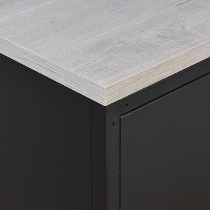 NBF Carbon L Shaped Executive Office Desk - Durable Laminate Computer Desk with 2 Drawers Pedestal - Modern Desk with Storage and File Cabinet - 72" W x 96" D Office Work Desk (Oak)