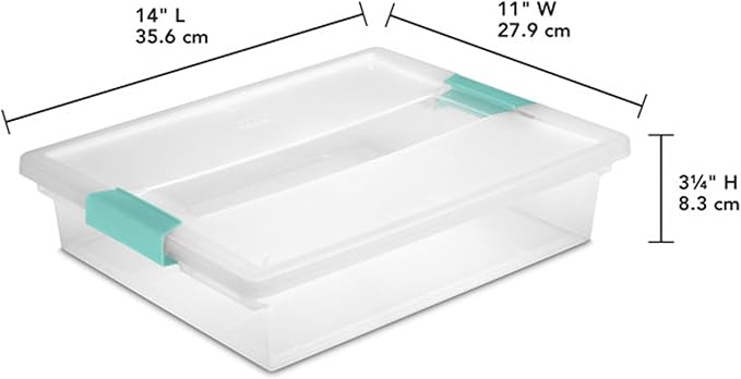 Sterilite 24-Pack Clip Box, Stackable Clear Plastic Bins with Latching Lids, Large - Writing, Arts or Crafts Supplies Storage Containers for Home, Office, Classroom and Workshop Organization