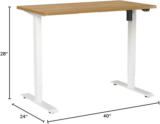 FLEXISPOT EN1 One-Piece Standing Desk 40"x24" Maple - Home Office Use, Height Adjustable with 4 Memory Presets, Supports Multiple Monitors, White Frame + Maple Top