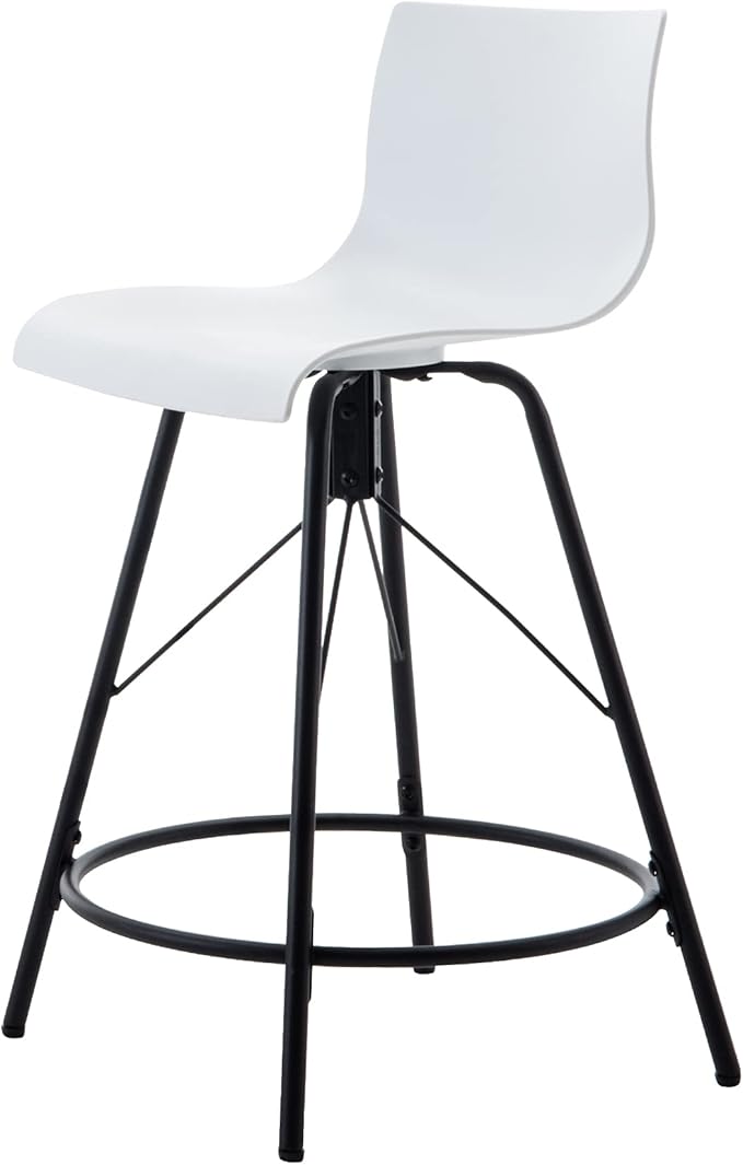 annjoe Swivel Bar Stools Metal Counter Height Stools Plastic Seat Chairs Set of 4 for Indoor Outdoor Home Kitchen Business (26" White)