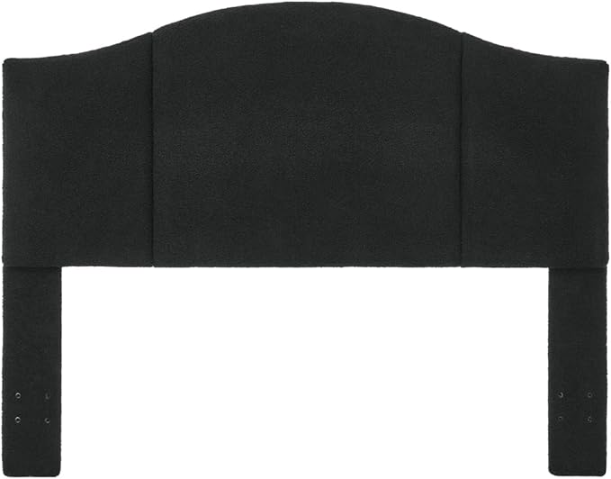 24KF Middle Century Upholstered Foldable Queen/Full Headboard - Modern Boucle Teddy Fabric, Black (6033-Q)