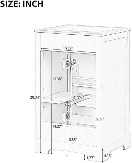 20" Bathroom Vanity with Sink, Wooden Bathroom Storage Cabinet with Soft Closing Door and Adjustable Shelve,Narrow Small Bathroom Cabinet for Small Space (20"× 18"×34"),Gray