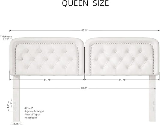 Tufted Upholstered Headboard Queen Size, Button Adjustable Height Queen Head Board Only, Sturdy and Durable Solid Wood with Nailhead Trim Headboards, Ideal for Bedroom, Dorm, Guest Room,Beige