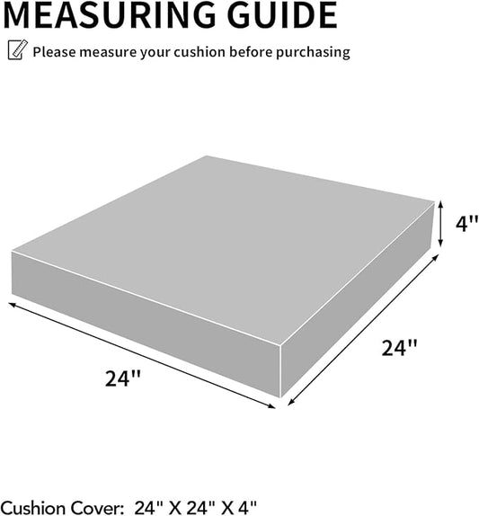 Easy-Going Waterproof Patio Cushion Covers 24x24x4 inch 4 Pack Replacement Non-Slip Outdoor Seat Cushion Slipcover with Zipper. Cream