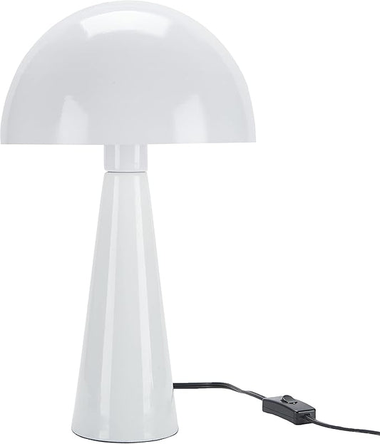 Nourison Home 16" White Metal Mushroom Table Lamp, Modern, Retro, Desk Light for Bedroom, Dining, Office, Entryway