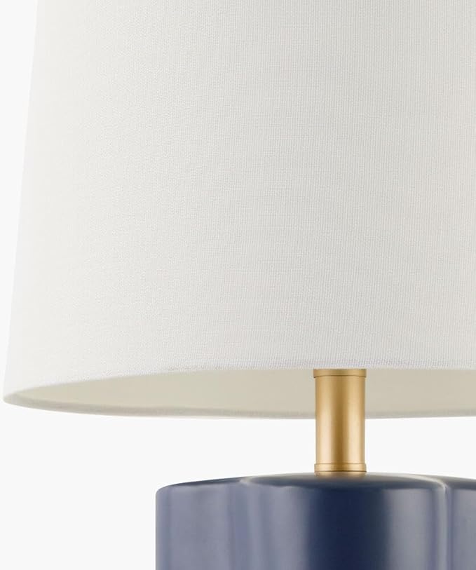 Livabliss Table Lamps, 27" Ocana Modern Bedside Nightstand Table Lamp for Bedroom Living Room Office, Blue Body with White Shade (27" H x 13" W x 13" D)