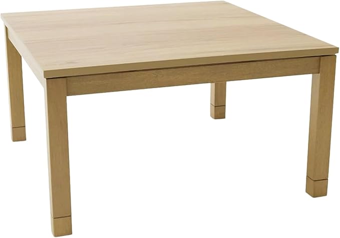 BJDesign Kotatsu - Japanese Heated Table - Wooden Chabudai Furniture with 120V Electric Heater - Low-Lying Dining and Work Desk with Temperature Control Knob (29x29in, Natural)