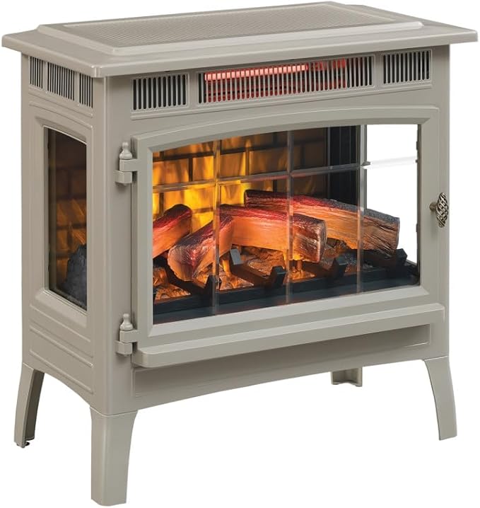 duraflame Freestanding Electric Fireplace Stove Heater with 3D Flame Effect for 1,000 Sq. Ft. Room, French Gray